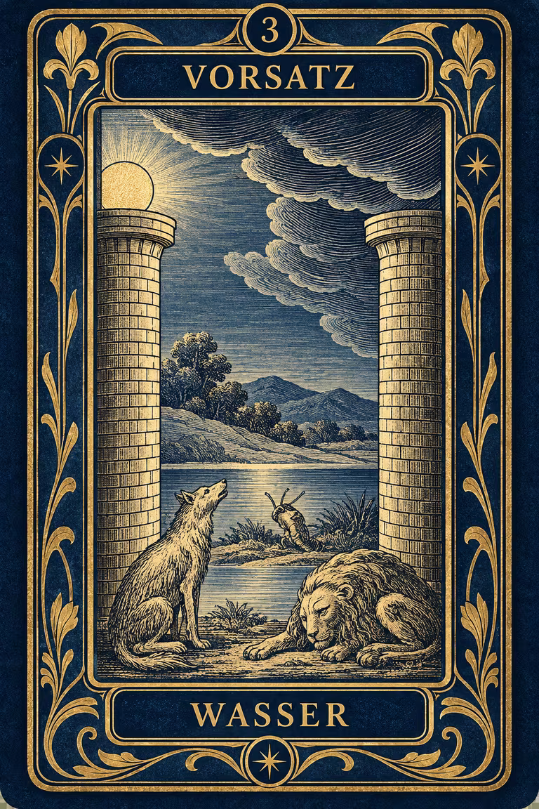 Grand Etteilla 1857 Karte 3: Vorsatz / Wasser, moderne Rekonstruktion