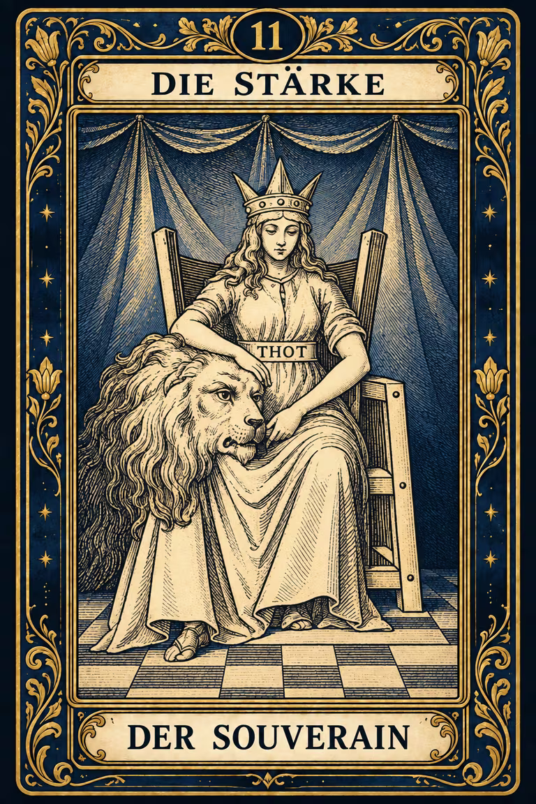 Grand Etteilla 1857 Karte 11: Die Stärke / Der Souverain, moderne Rekonstruktion
