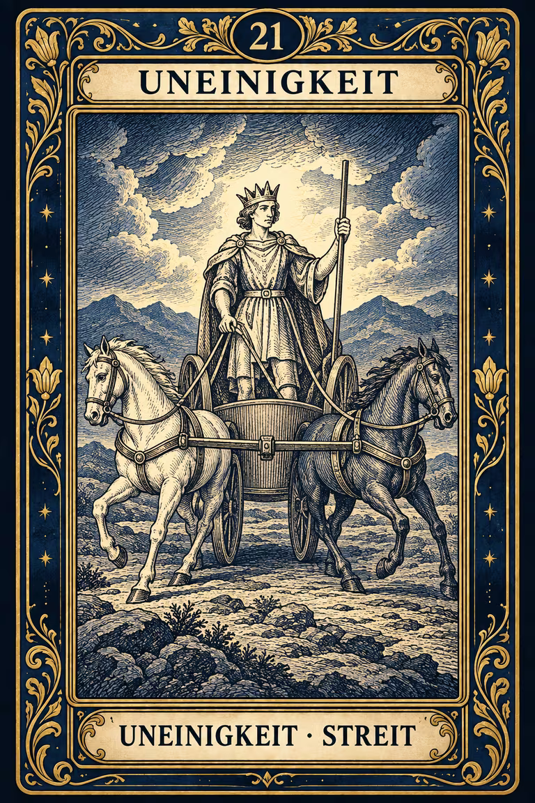 Grand Etteilla 1857 Karte 21: Uneinigkeit / Uneinigkeit. Streit, moderne Rekonstruktion