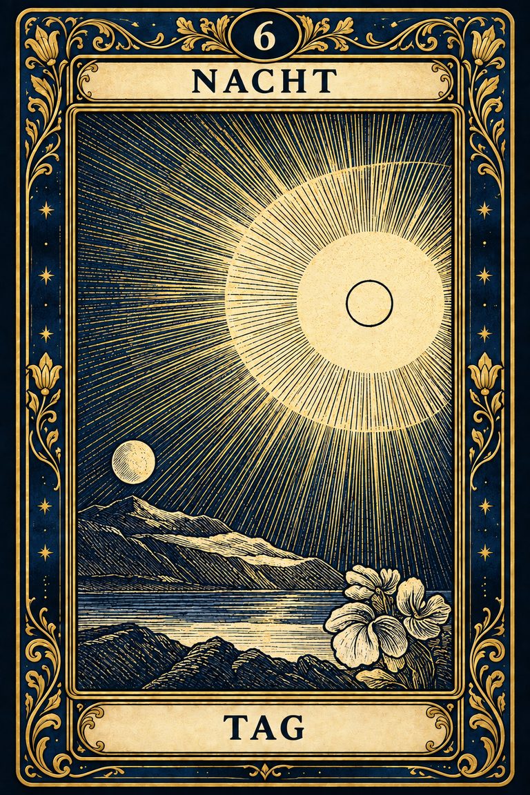 Grand Etteilla 1857 Karte 6: Nacht / Tag, moderne Rekonstruktion