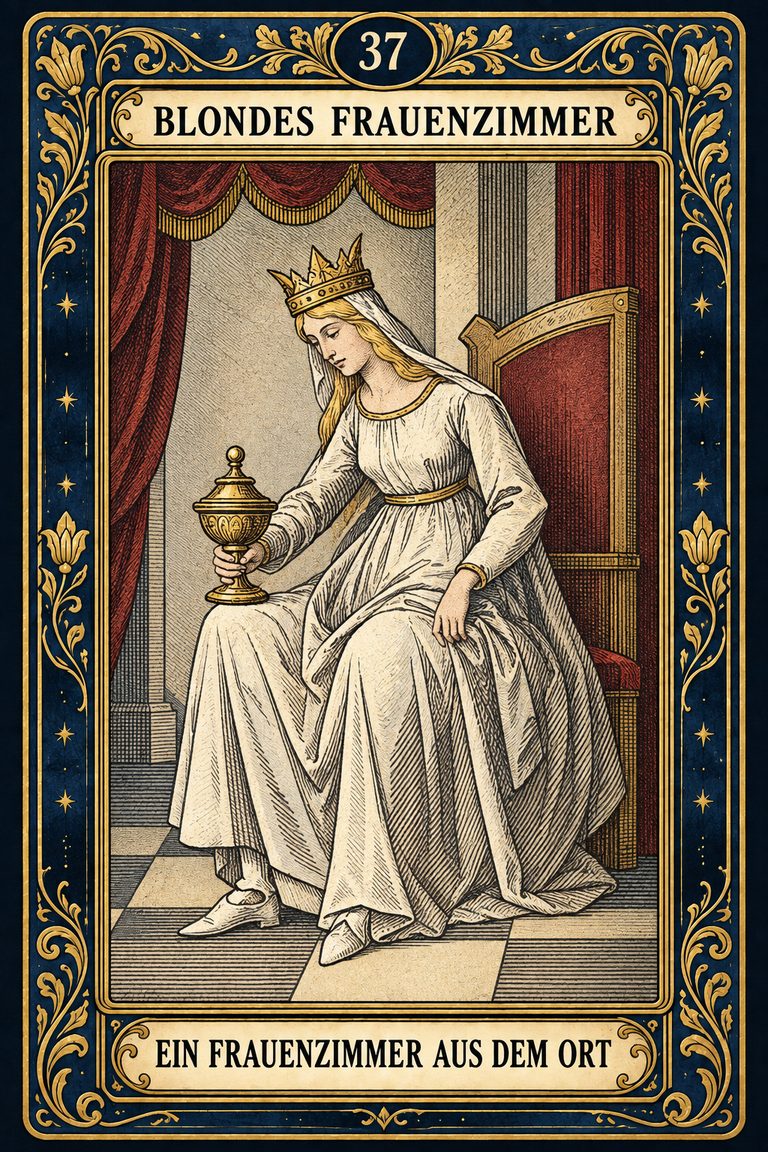 Grand Etteilla 1857 Karte 37: Blondes Frauenzimmer / Ein Frauenzimmer aus dem Ort, moderne Rekonstruktion