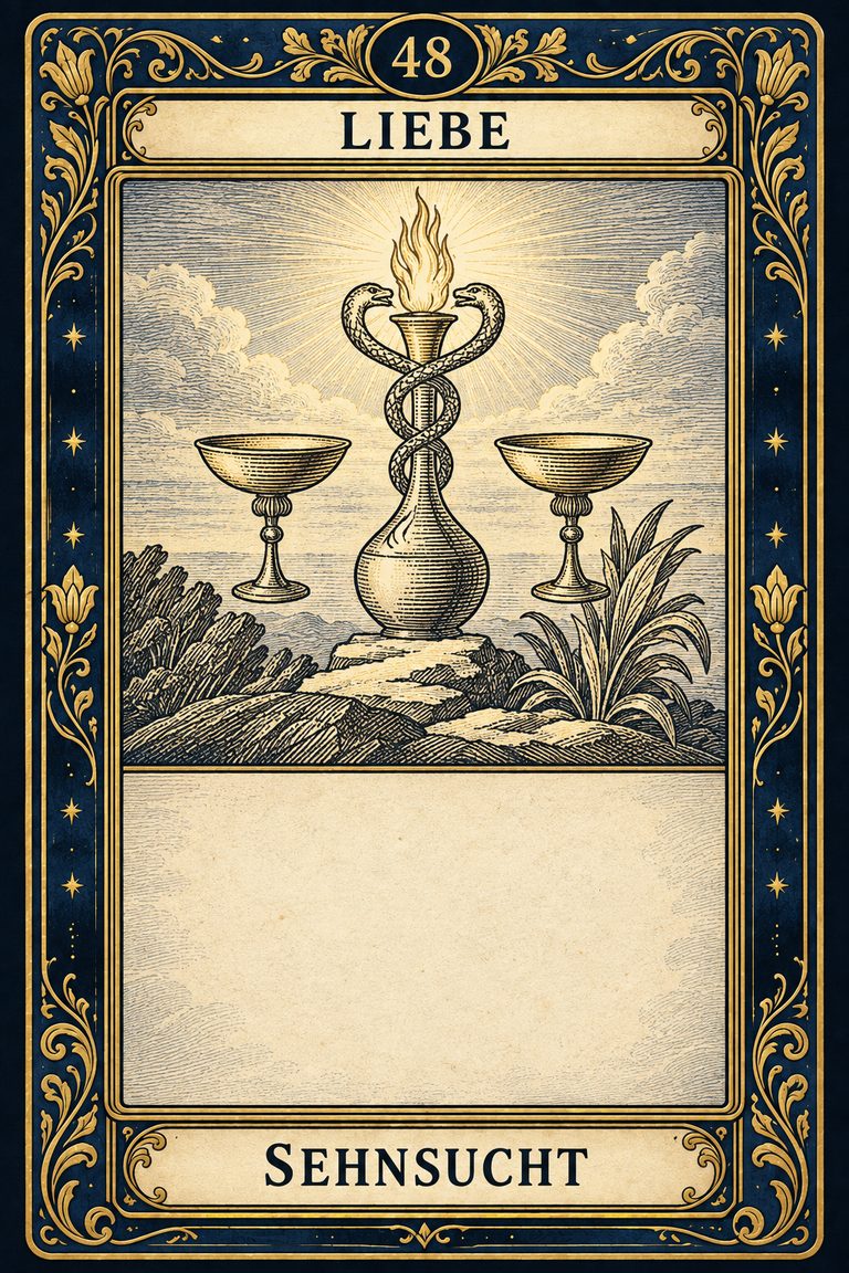 Grand Etteilla 1857 Karte 48: Liebe / Sehnsucht, moderne Rekonstruktion