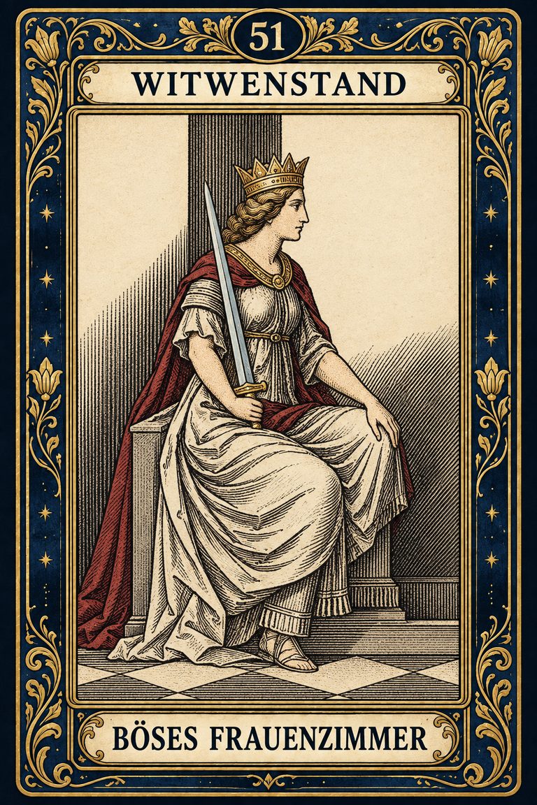 Grand Etteilla 1857 Karte 51: Wittwen-Stand / Böses Frauenzimmer, moderne Rekonstruktion